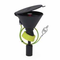 Safety funnels 130, PE-EX, electrostatic conductive, with level indcator, with inclined connection