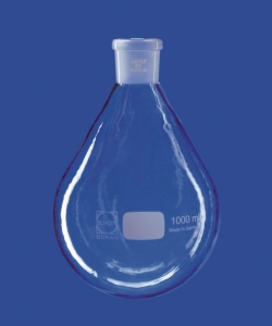 Evaporating flasks with conical ground joint, DURAN<sup>®</sup>, with PUR coating