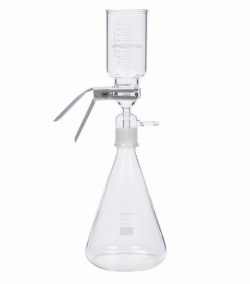 Appareils de filtration avec fritte en verre, avec pince en aluminium anodisé et raccord rodé NS40/35