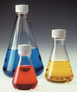 Disposable Erlenmeyer Flasks Nalgene™ with screw closure, PETG, sterile, with baffled bottom
