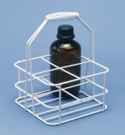 Panier porte-flacons, fil métallique/plastique
