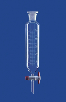 Scheidetrichter zylindrisch mit PTFE-Küken, Borosilikatglas 3.3