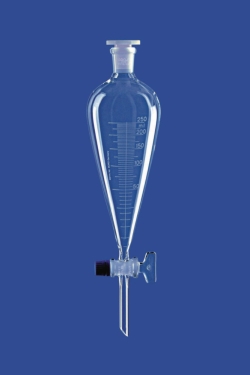 Ampoule à décanter selon Squibb, avec clé en verre, verre borosilicate 3.3