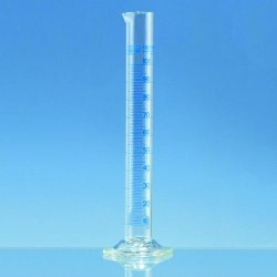 Eprouvette graduée, en verre borosilicate 3.3, forme haute, classe A, graduations bleues