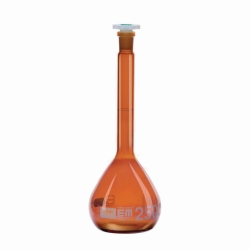 Messkolben, DURAN<sup>®</sup> Braunglas, Klasse A, mit PE-Stopfen