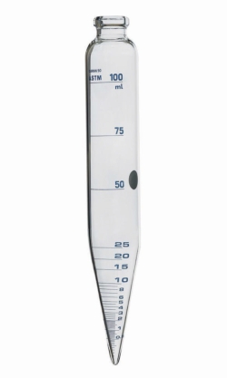 Tube à centrifuger, cylindrique, en verre borosilicaté 3.3 à fond conique, gradué ASTM
