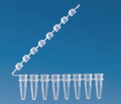 PCR-Gefässe 8er Strips mit anhängenden Deckelstreifen