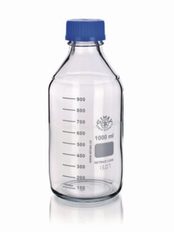 Laborflaschen, Borosilikatglas 3.3, GL45, mit blauem Schraubverschluss