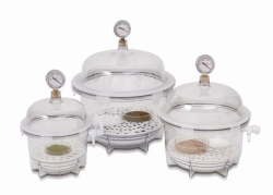 Vacuum desiccators, polycarbonate, round form, "Heavy Duty"